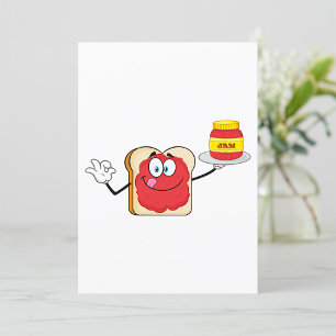 Strawberry Jam Toast Cartoon Character Invitation