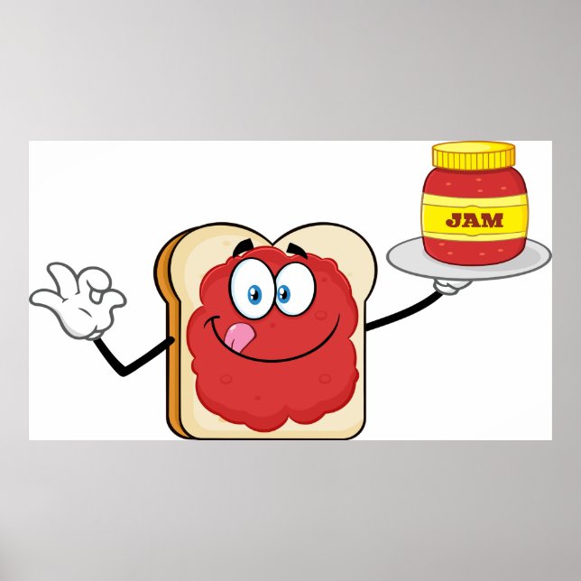 Strawberry Jam Toast Cartoon Character Poster (Front)