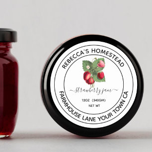 Strawberry Jam Vintage Illustration canning Jar Classic Round Sticker