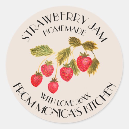 Strawberry Jam Watercolor Fruit Kitchen Preserves  Classic Round Sticker