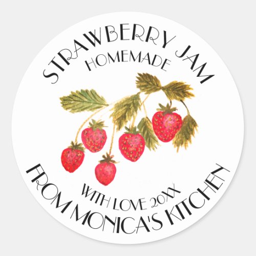 Strawberry Jam Watercolor Fruit Kitchen Preserves Classic Round Sticker