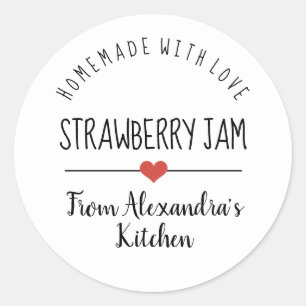 Strawberry jam white homemade with love classic r classic round sticker