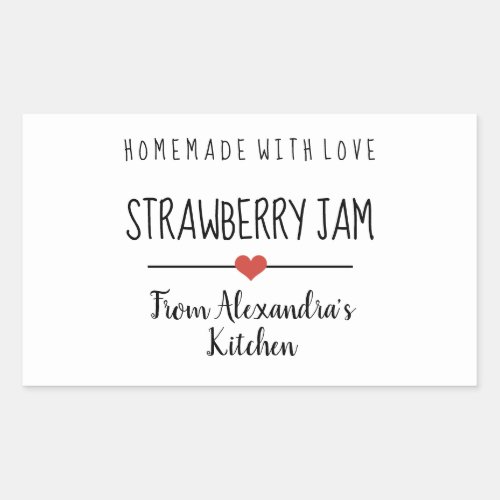 Strawberry jam white homemade with love   rectangular sticker