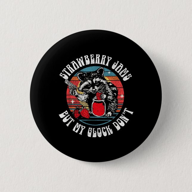 Strawberry Jams But Dont Funny Racoon for Men Button (Front)