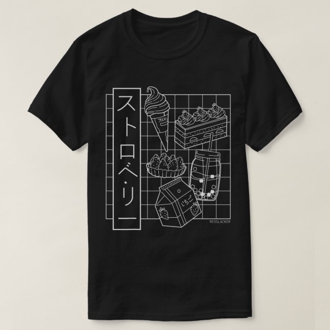 Strawberry Japanese Anime Esthetic Vaporwave  T-Shirt (Design Front)