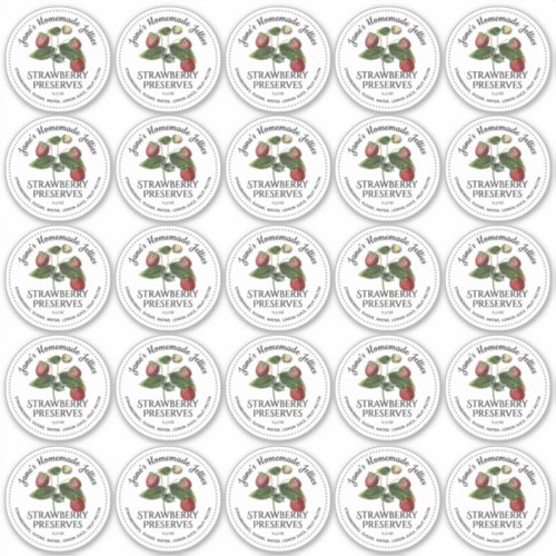 Strawberry Jelly 25 Wide Mouth Mason Jar Lid  Sticker