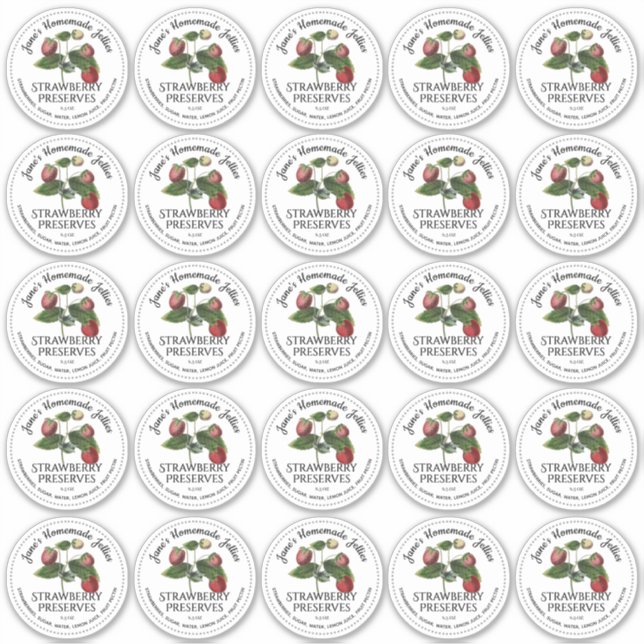 Strawberry Jelly 2.5" Wide Mouth Mason Jar Lid  Sticker (Front)