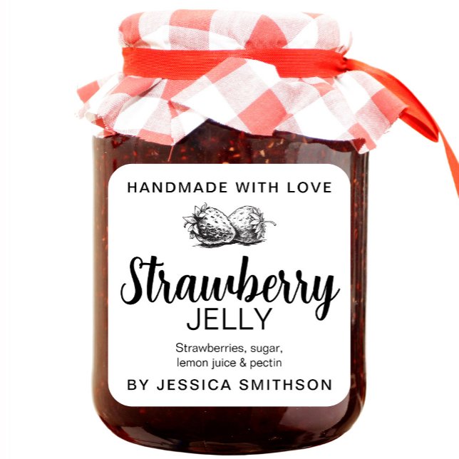 Strawberry Jelly Jam Homemade label STRAW01sq (Creator Uploaded)