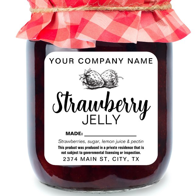 Strawberry Jelly Jam Homemade label STRAW04sqB (Creator Uploaded)