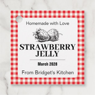 Strawberry Jelly Jam Homemade label STRAW04sqtag