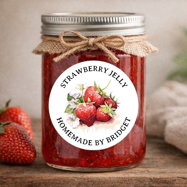 Strawberry Jelly Jam Homemade label STRAW07rd (Creator Uploaded)