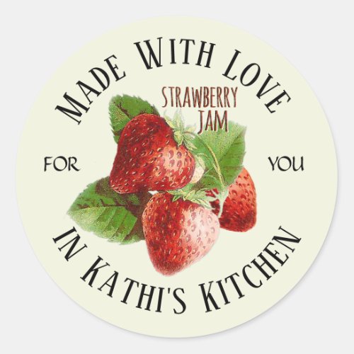 Strawberry Jelly Jam Label Made with Love