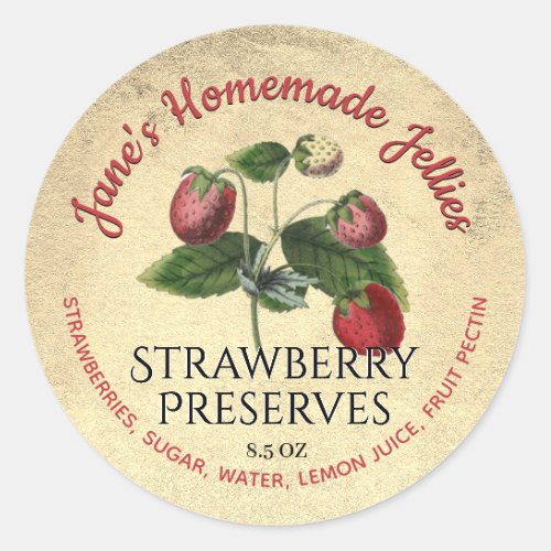 Strawberry Jelly Label Custom Vintage Illustration