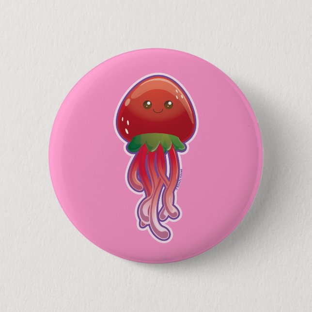 Strawberry Jellyfish Pinback Button (Front)