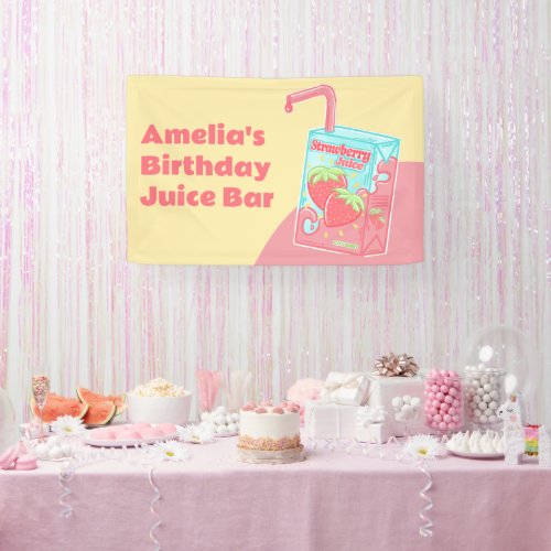 Strawberry Juice Box Birthday Party Banner