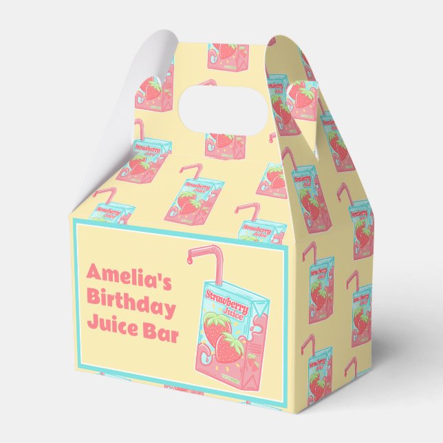 Strawberry Juice Box Birthday Party Favor Box (Front Side)