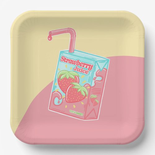 Strawberry Juice Box Birthday Party Paper Plates