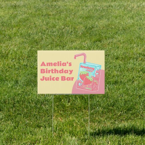 Strawberry Juice Box Birthday Party Sign