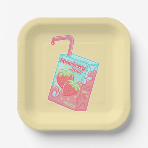 Strawberry Juice Box Birthday Party Yellow Paper Plates