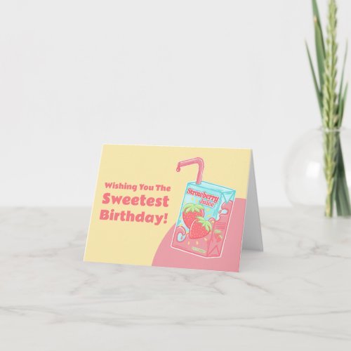 Strawberry Juice Box Happy Birthday Card