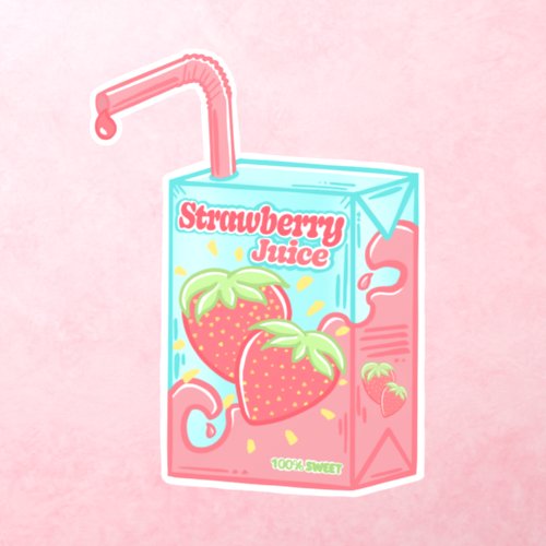 Strawberry Juice Box Wall Decal