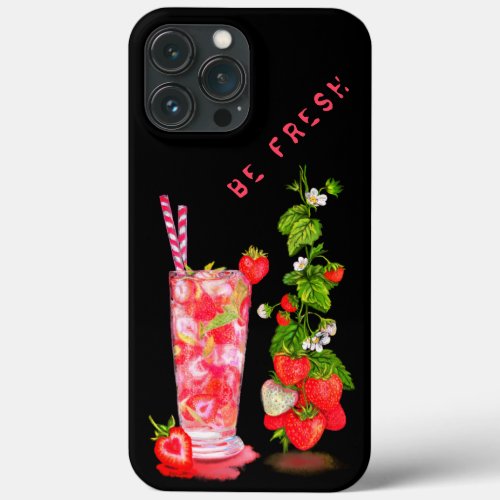 Strawberry Juice Cool Drink iPhone 13 Pro Max Case