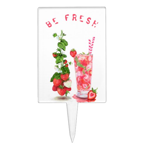 Strawberry Juice Cool Drink Fruits Cake Topper