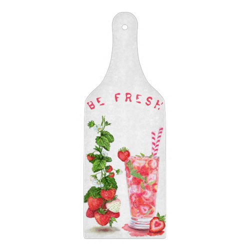 Strawberry Juice Cool Drink Fruits Cutting Board