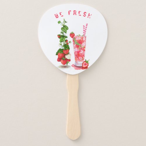 Strawberry Juice Cool Drink Fruits Hand Fan Party