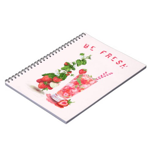 Strawberry Juice Cool Drink Fruits Notebook