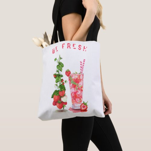 Strawberry Juice Cool Drink Fruits Tote Bag