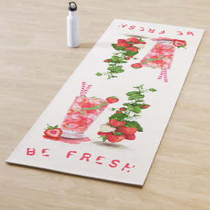 Strawberry Juice Cool Drink Fruits Yoga Mat