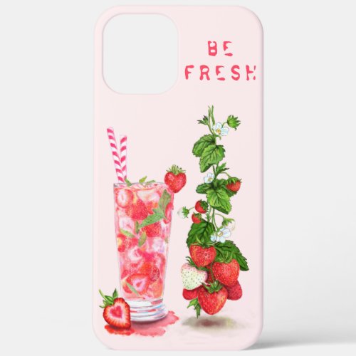 Strawberry Juice Drink iPhone Case _ Custom Text