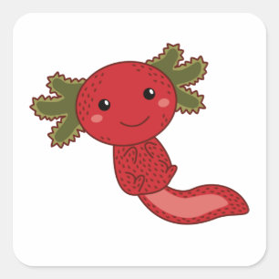 Strawberry Kawaii Axolotl Berry Cute Square Sticker