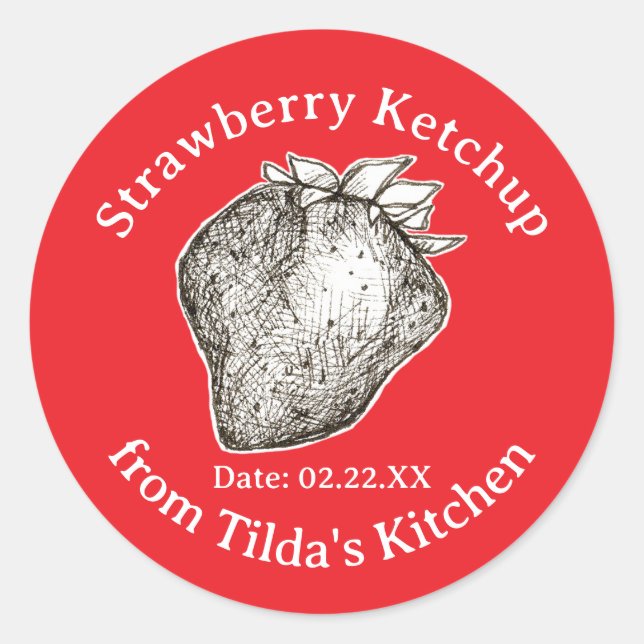 Strawberry Ketchup From Kitchen Of Jar Label (Front)