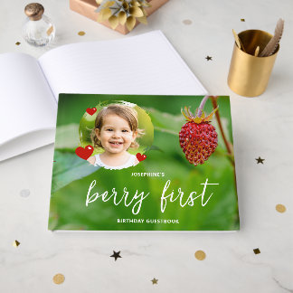Strawberry Kid's Custom Photo Berry First Birthday Guest Book