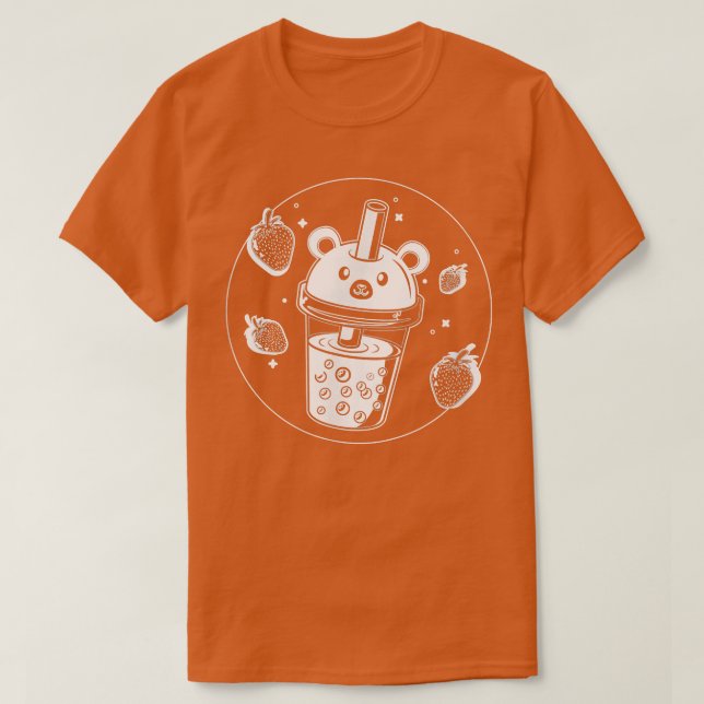 Strawberry Koala Bear Boba Tea Bubble Tea Anime Ka T-Shirt (Design Front)