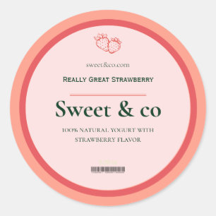 Strawberry Labels, Mason Jar Labels, Body Butter Classic Round Sticker