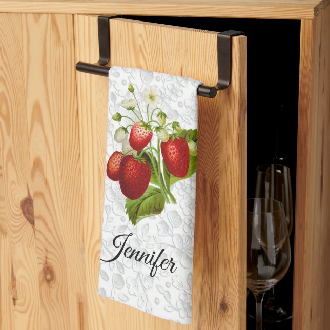 Strawberry Lace  Kitchen Towel (Thirds Fold)