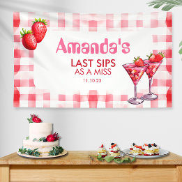Strawberry Last Sips as Miss Bachelorette Gingham Banner