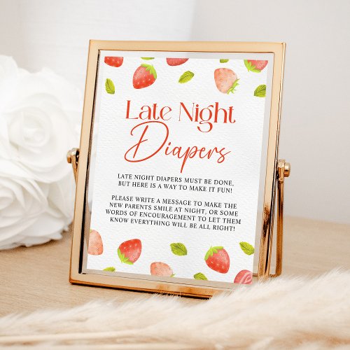 Strawberry Late Night Diapers Berry Sweet Shower Poster
