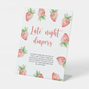 Strawberry \ Late night diapers game Pedestal Sign