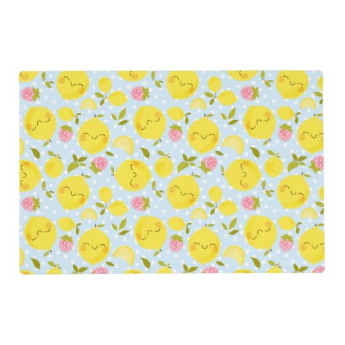 Strawberry Lemon Blue Placemat