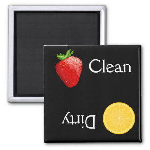 Strawberry Lemon Fruit Clean Dirty Dishwasher Magnet