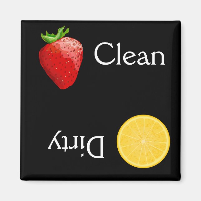 Strawberry Lemon Fruit Clean Dirty Dishwasher Magnet (Front)