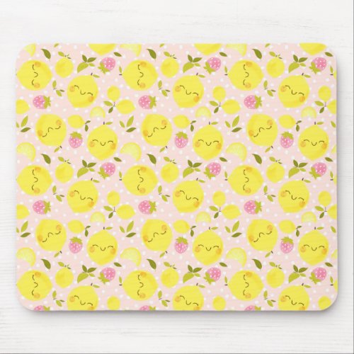 Strawberry Lemon Pink Mouse Pad