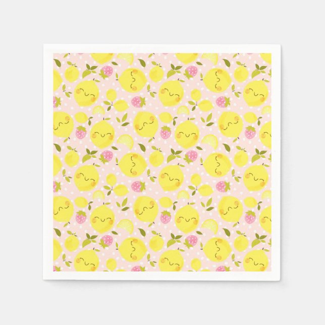Strawberry Lemon Pink Napkins (Front)