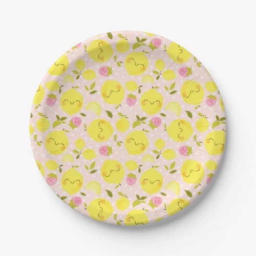 Strawberry Lemon Pink Paper Plates