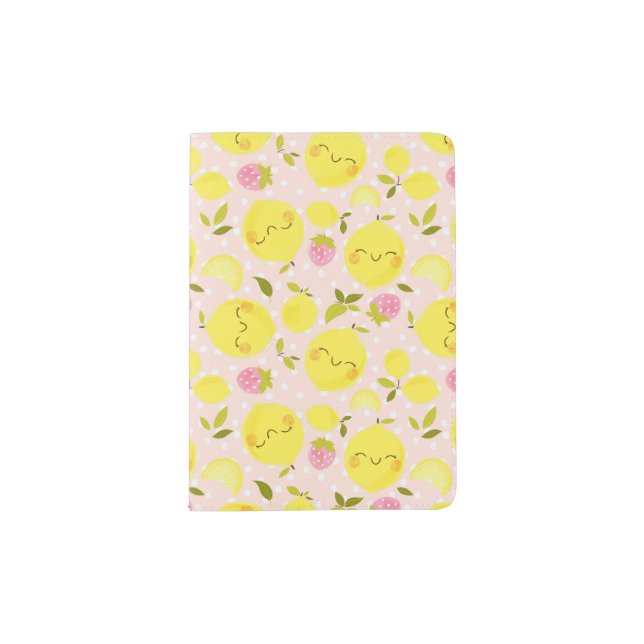 Strawberry Lemon Pink Passport Holder (Front)