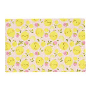 Strawberry Lemon Pink Placemat